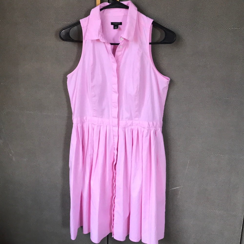👚 Ann Taylor 6P Pink Sleeveless Oxford Shirtdress